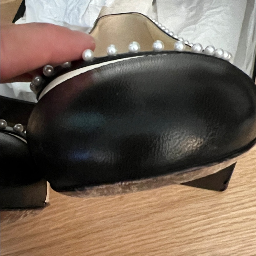 CHANEL Pearl Black Cream Lambskin CC Ballet Cap toe Flats 2016 - Picture 15 of 16
